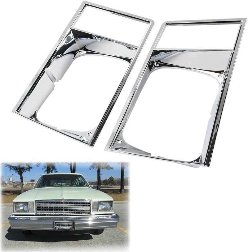 LOSTAR 2PCS Headlight Bezel Assembly Set Compatible with 1978-1979 Malibu El Camino Caballero, Chrome Headlamp Trim for Driver and Passenger Side Replaces GM463531 GM463532 - Image 1